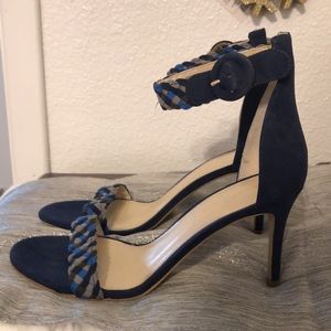 MARC FISHER BRAELIN2 Sz 7.5M BLUE BRAIDED HEEL SANDALS BNEW!